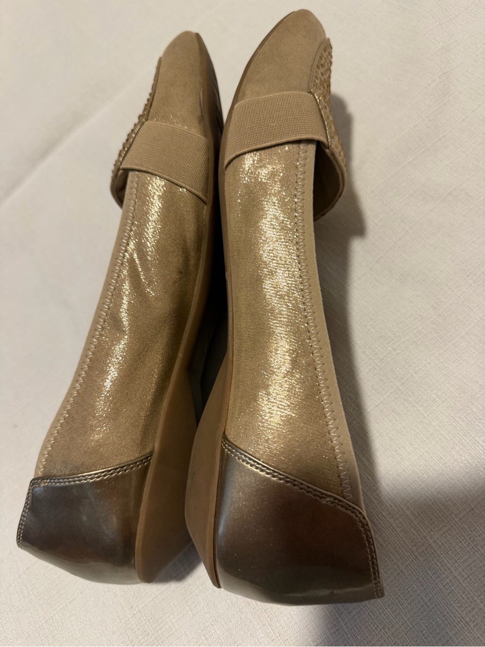 Anne Klein sport Metallic Gold Pointed Toe Loafers Sz 9.5 formal party church - Picture 7 of 10